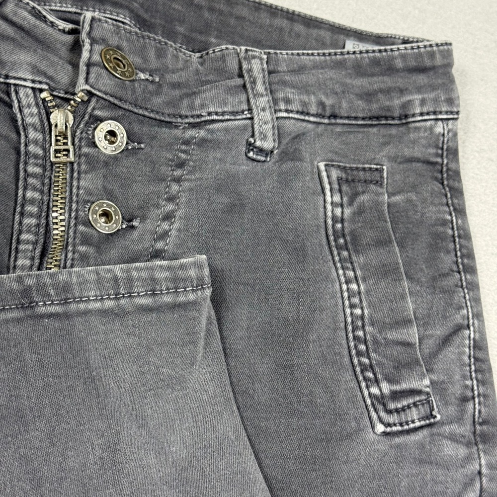 Grey Skinny Moto Style Pants Multi Button Zip Fly XS